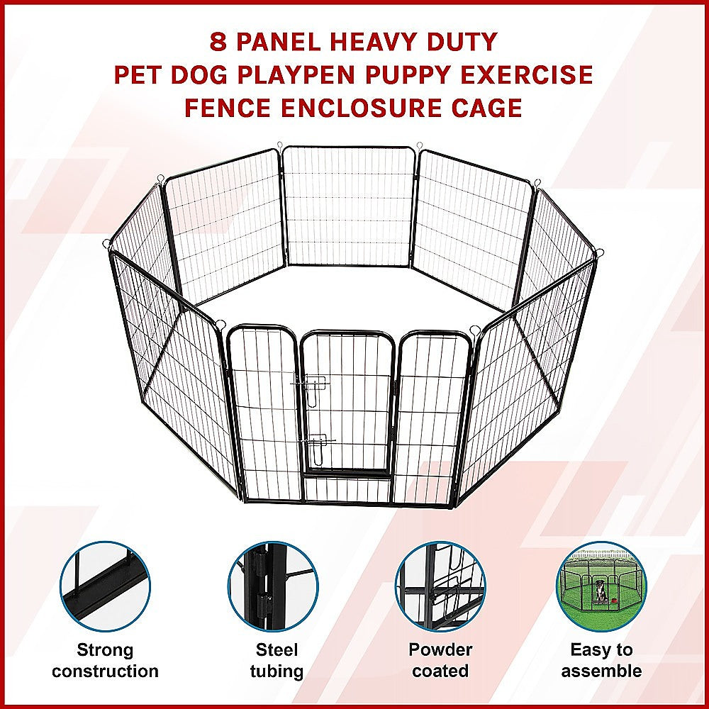 Dog Playpens & Gates: 8 Panel Heavy Duty Pet Dog Playpen Puppy Exercise Fence Enclosure Cage