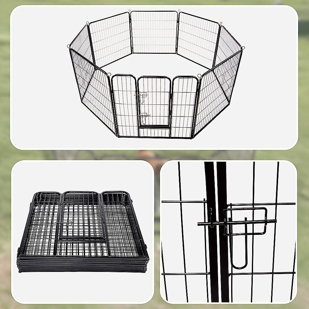 Dog Playpens & Gates: 8 Panel Heavy Duty Pet Dog Playpen Puppy Exercise Fence Enclosure Cage