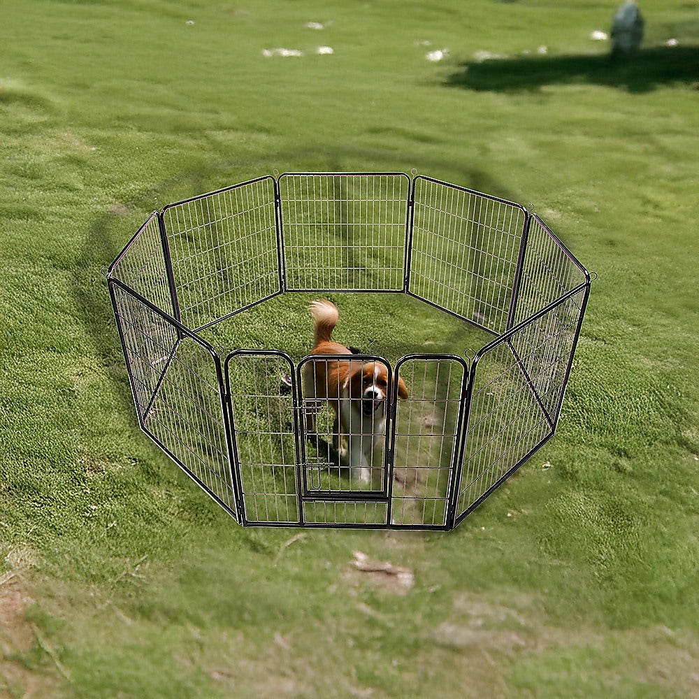Dog Playpens & Gates: 8 Panel Heavy Duty Pet Dog Playpen Puppy Exercise Fence Enclosure Cage