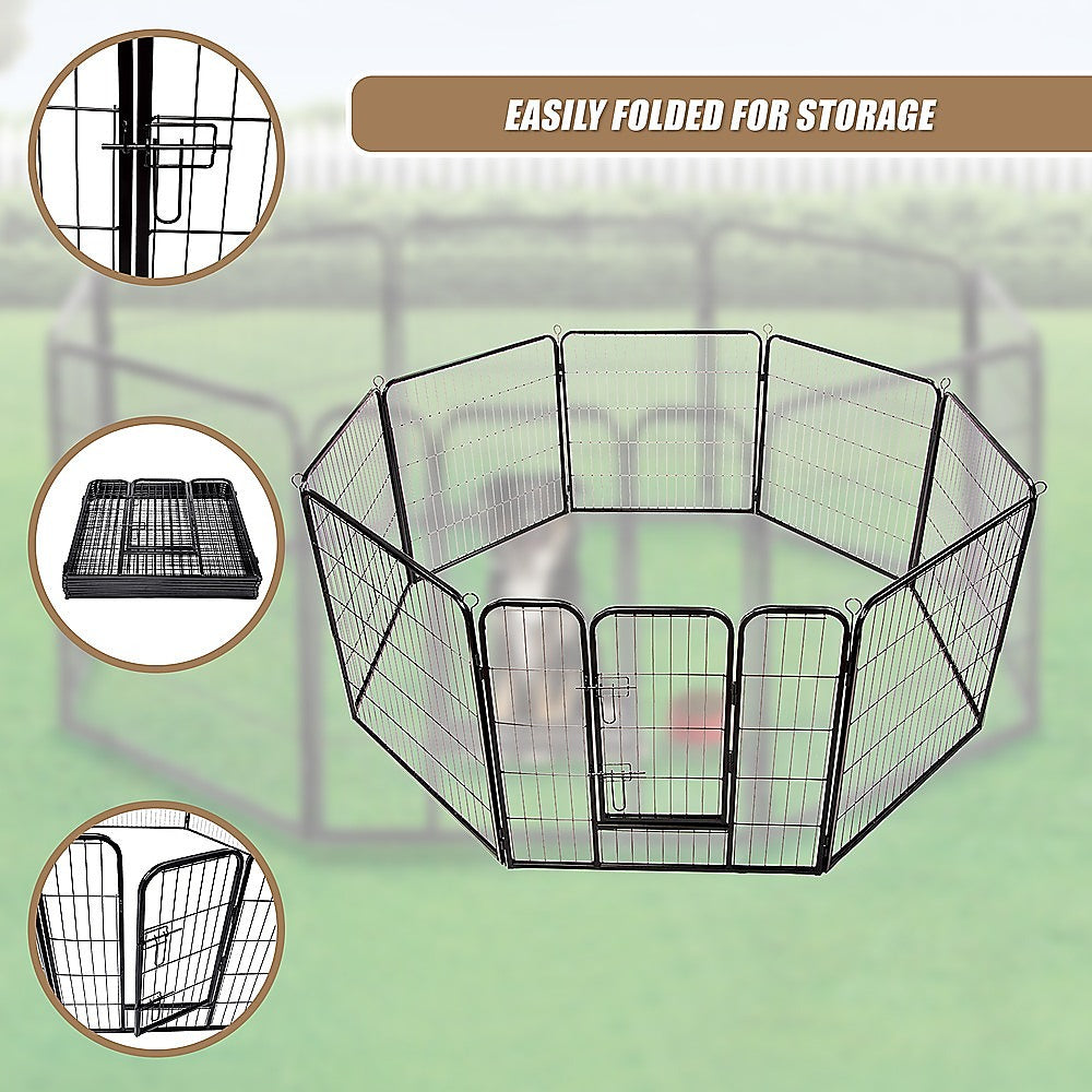 Dog Playpens & Gates: 8 Panel Heavy Duty Pet Dog Playpen Puppy Exercise Fence Enclosure Cage