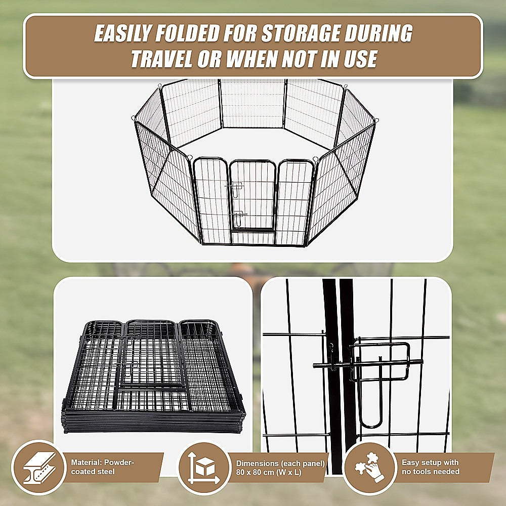Dog Playpens & Gates: 8 Panel Heavy Duty Pet Dog Playpen Puppy Exercise Fence Enclosure Cage