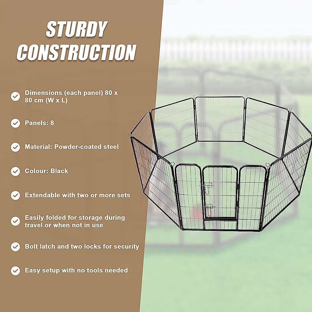 Dog Playpens & Gates: 8 Panel Heavy Duty Pet Dog Playpen Puppy Exercise Fence Enclosure Cage