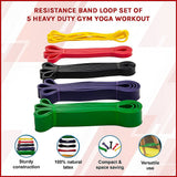 Yoga & Pilates: Resistance Band Loop Set of 5 Heavy Duty Gym Yoga Workout