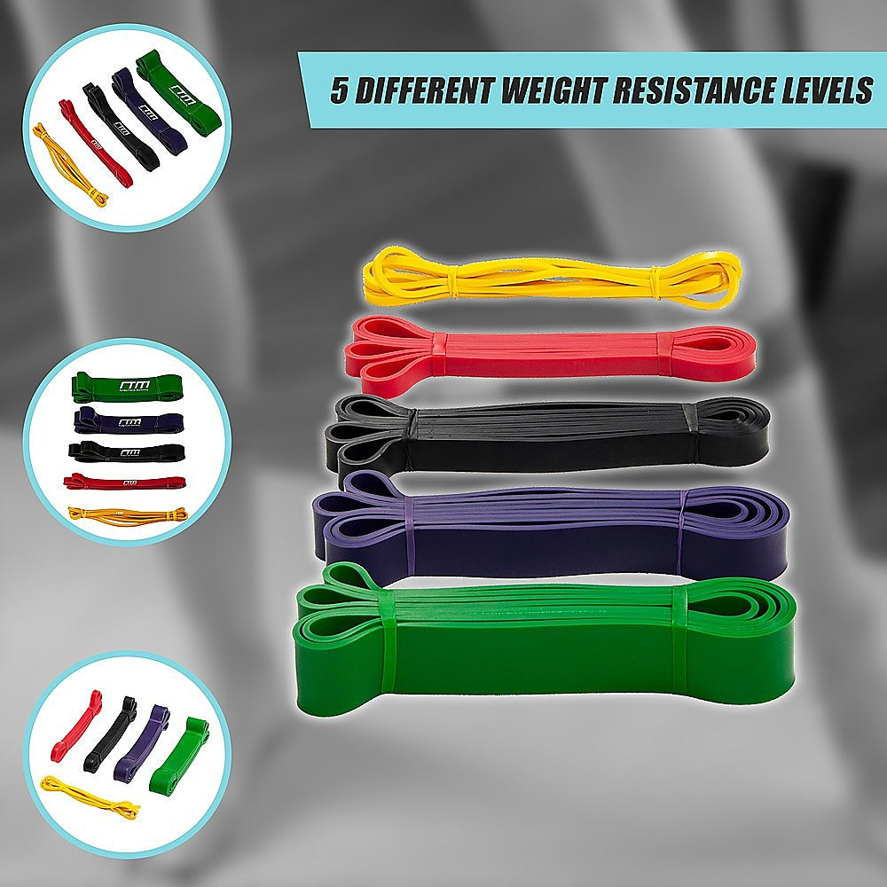 Yoga & Pilates: Resistance Band Loop Set of 5 Heavy Duty Gym Yoga Workout