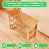 3 Tier Shoe Rack Bamboo Wooden Storage Shelf Stand Bench Cabinet Organiser