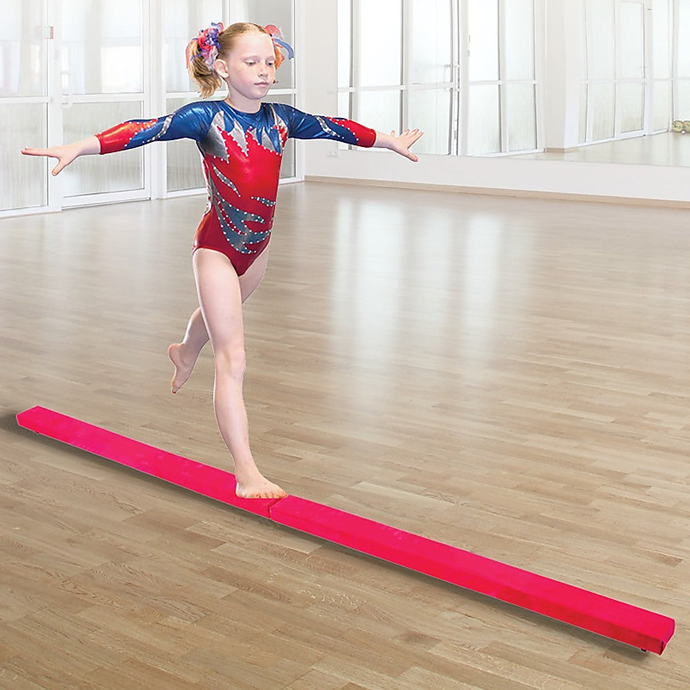Gym Equipment & Accessories: 2.4m (8FT) Gymnastics Folding Balance Beam Pink Synthetic Suede