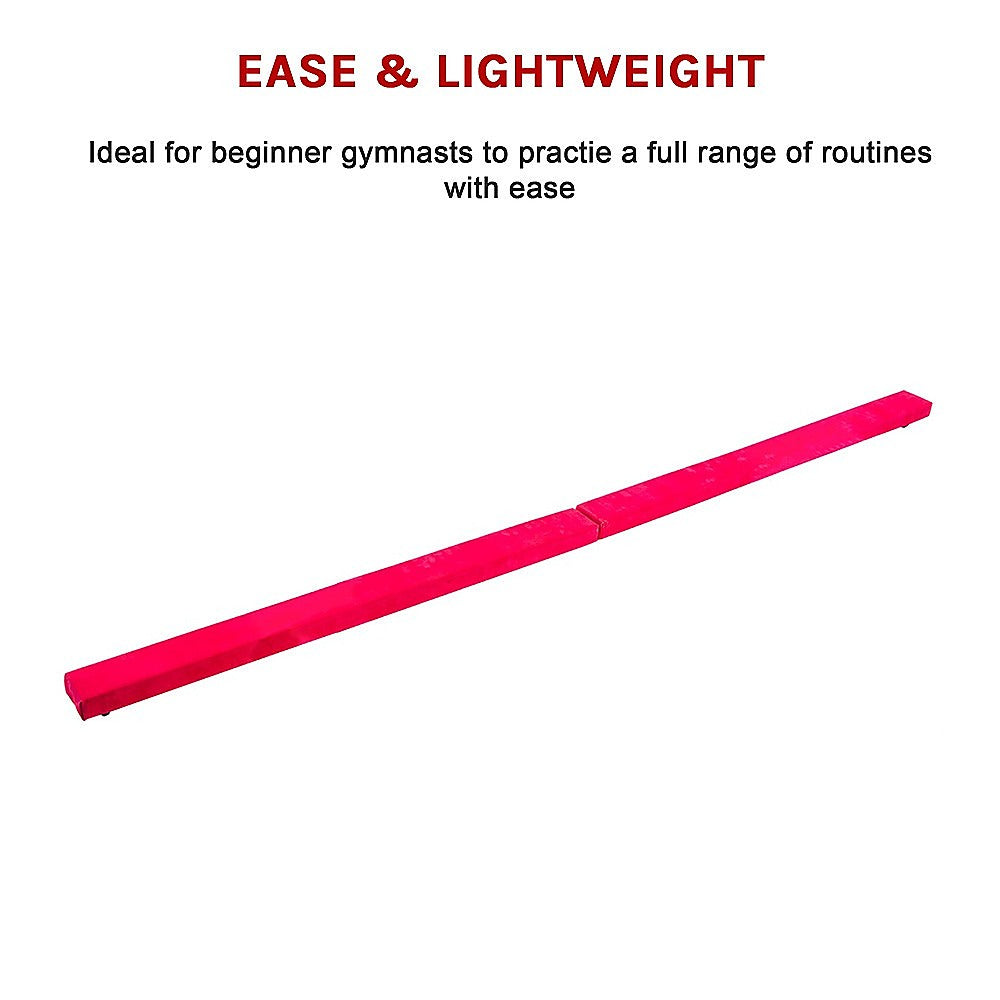 Gym Equipment & Accessories: 2.4m (8FT) Gymnastics Folding Balance Beam Pink Synthetic Suede