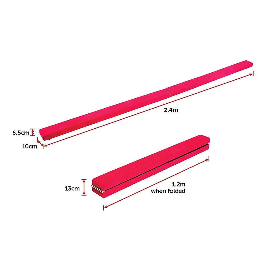 Gym Equipment & Accessories: 2.4m (8FT) Gymnastics Folding Balance Beam Pink Synthetic Suede