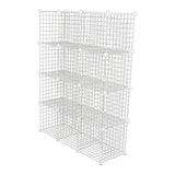 12 Cube Wire Grid Organiser Bookcase Storage Cabinet Wardrobe Closet White