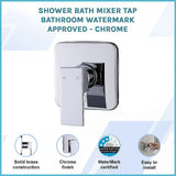 Tap & Sink Accessories: Shower Bath Mixer Tap Bathroom WATERMARK Approved - Chrome