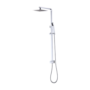 WELS 8" Rain Shower Head Set Square Dual Heads Faucet High Pressure Hand Held