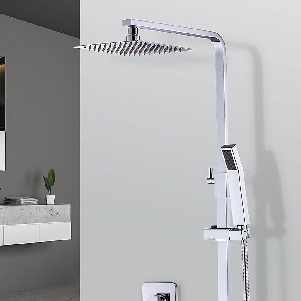 Shower Heads & Screens: WELS 8" Rain Shower Head Set Square Dual Heads Faucet High Pressure Hand Held