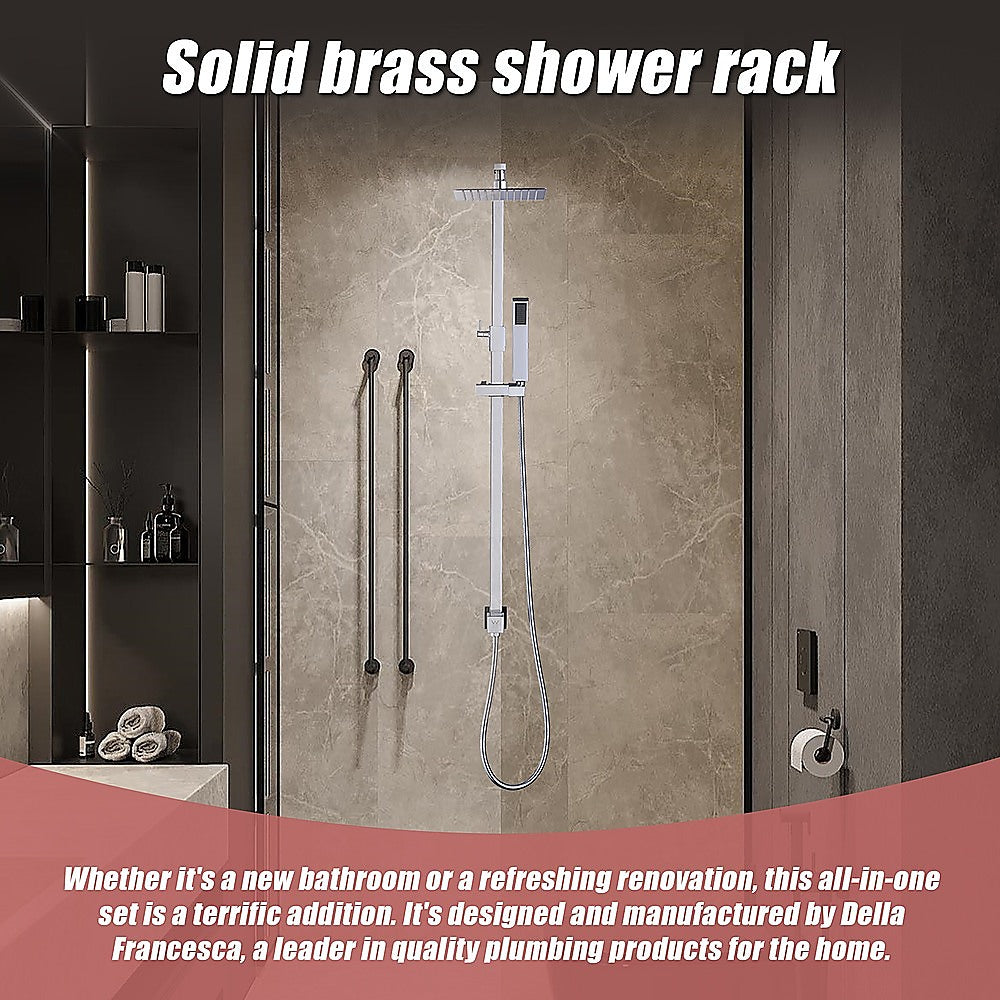 Shower Heads & Screens: WELS 8" Rain Shower Head Set Square Dual Heads Faucet High Pressure Hand Held