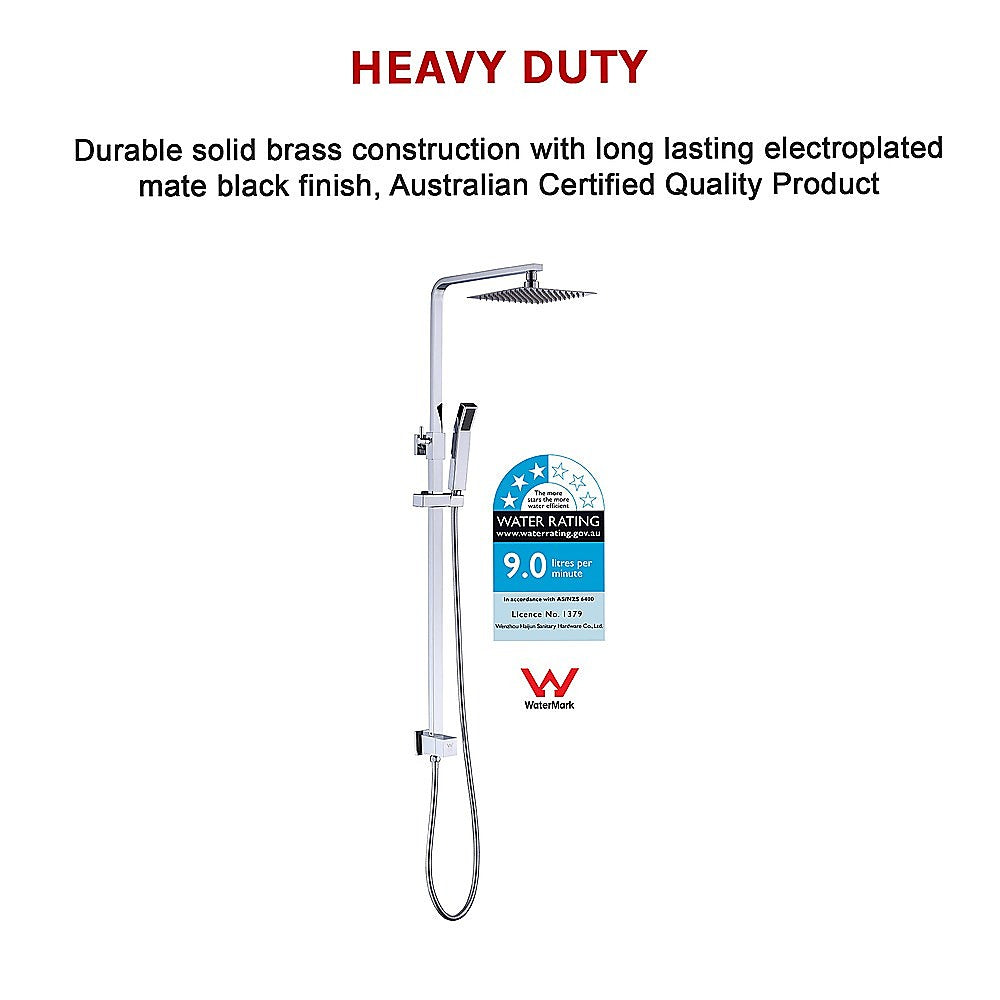 Shower Heads & Screens: WELS 8" Rain Shower Head Set Square Dual Heads Faucet High Pressure Hand Held