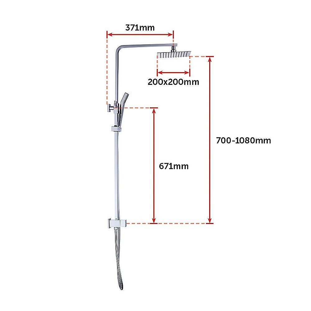 Shower Heads & Screens: WELS 8" Rain Shower Head Set Square Dual Heads Faucet High Pressure Hand Held