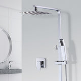 WELS 8" Rain Shower Head Set Square Dual Heads Faucet High Pressure With Mixer