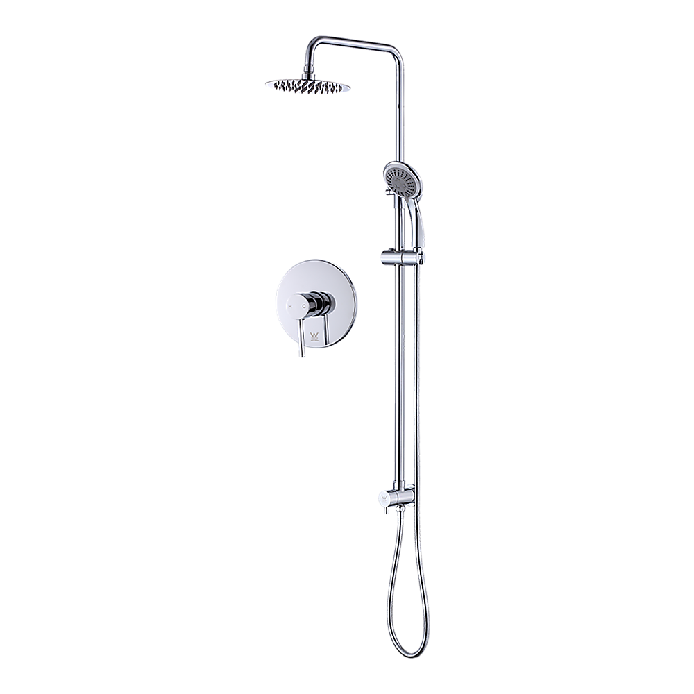 Shower Heads & Screens: WELS 8" Rain Shower Head Set Rounded Dual Heads Faucet High Pressure With Mixer