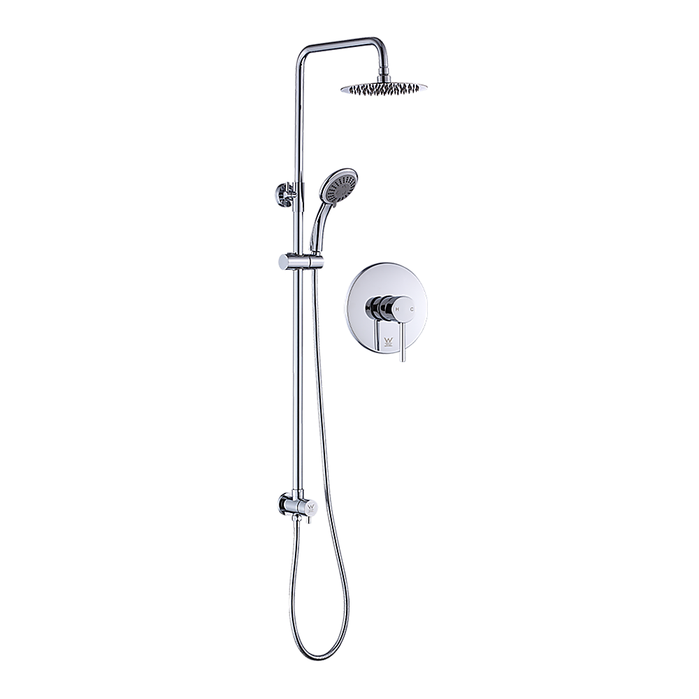Shower Heads & Screens: WELS 8" Rain Shower Head Set Rounded Dual Heads Faucet High Pressure With Mixer