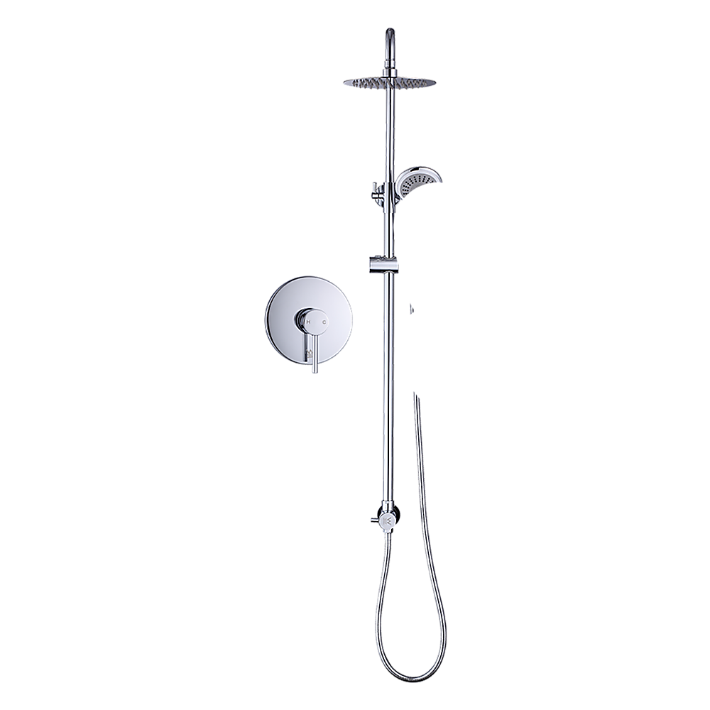 Shower Heads & Screens: WELS 8" Rain Shower Head Set Rounded Dual Heads Faucet High Pressure With Mixer