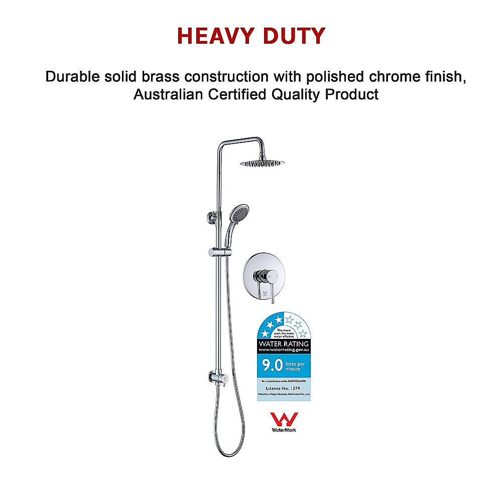 Shower Heads & Screens: WELS 8" Rain Shower Head Set Rounded Dual Heads Faucet High Pressure With Mixer