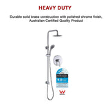 Shower Heads & Screens: WELS 8" Rain Shower Head Set Rounded Dual Heads Faucet High Pressure With Mixer