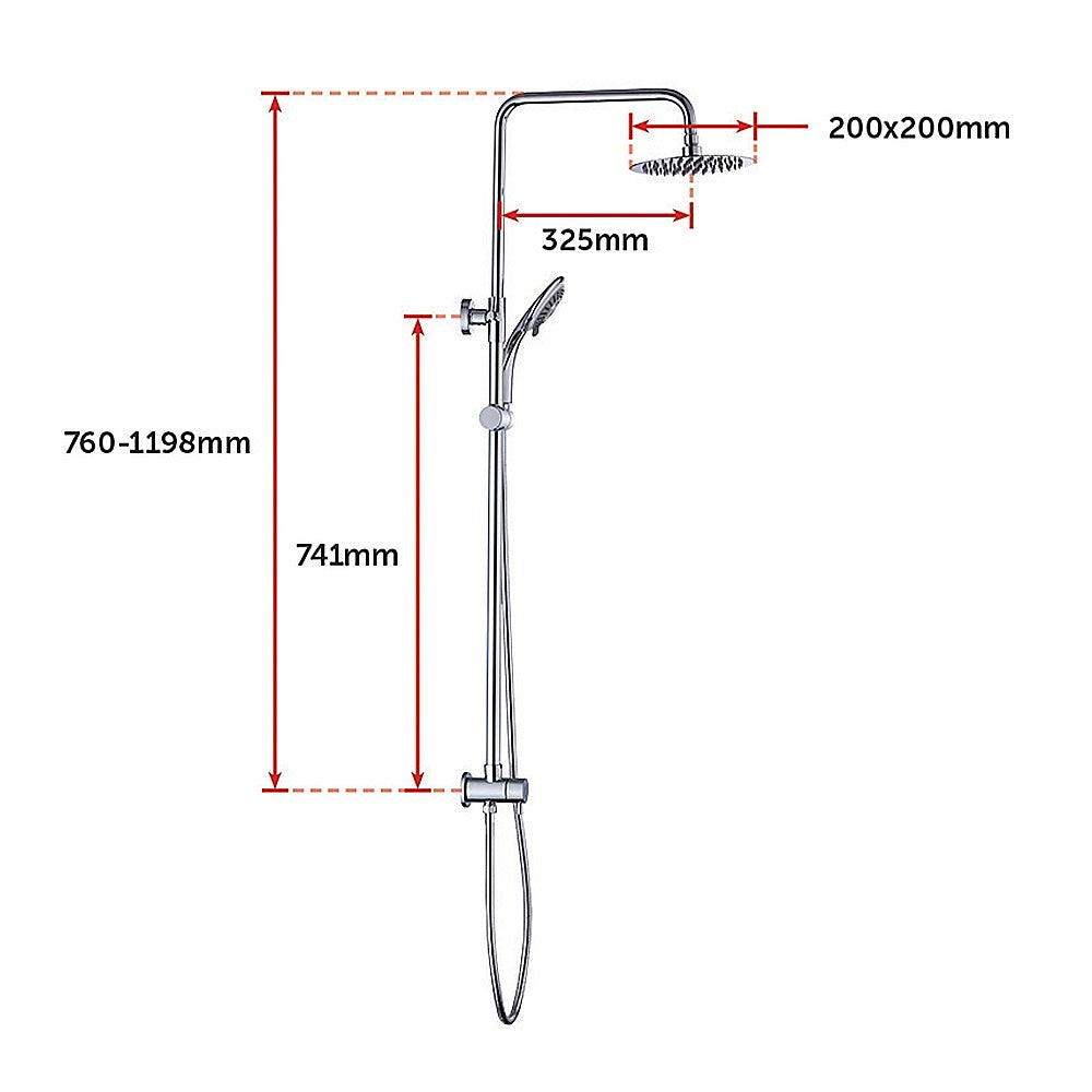 Shower Heads & Screens: WELS 8" Rain Shower Head Set Rounded Dual Heads Faucet High Pressure With Mixer