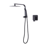 Shower Heads & Screens: WELS 8" Rain Shower Head Set Square Dual Heads Faucet High Pressure With Mixer
