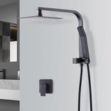 Shower Heads & Screens: WELS 8" Rain Shower Head Set Square Dual Heads Faucet High Pressure With Mixer