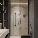 Shower Heads & Screens: WELS 8" Rain Shower Head Set Square Dual Heads Faucet High Pressure With Mixer