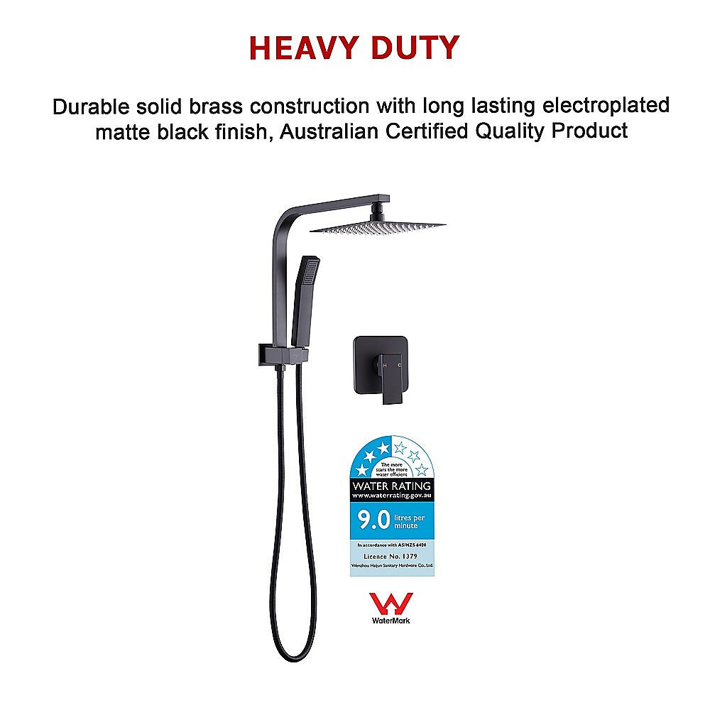 Shower Heads & Screens: WELS 8" Rain Shower Head Set Square Dual Heads Faucet High Pressure With Mixer