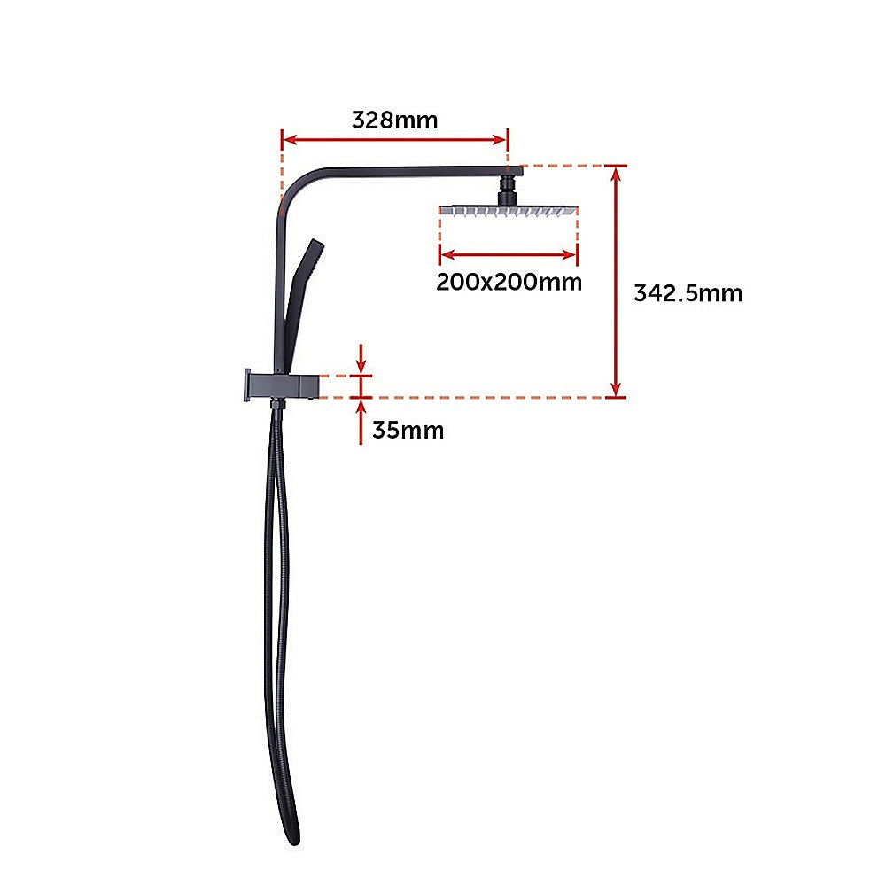 Shower Heads & Screens: WELS 8" Rain Shower Head Set Square Dual Heads Faucet High Pressure With Mixer