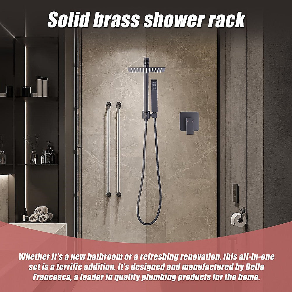 Shower Heads & Screens: WELS 8" Rain Shower Head Set Square Dual Heads Faucet High Pressure With Mixer