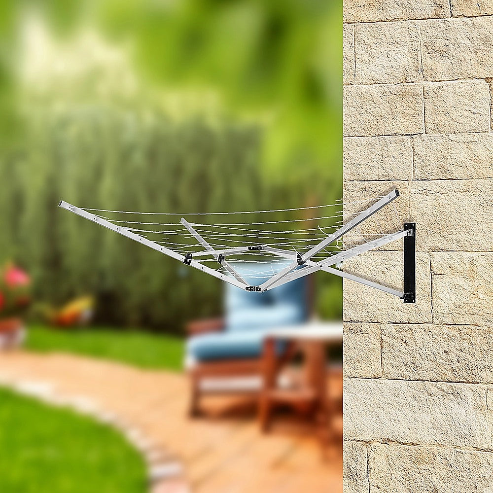 Drying Racks & Hangers: 26m 5 Arm Wall Hang Mountable Clothes Airer Dryer Washing Line Bathroom Kitchen