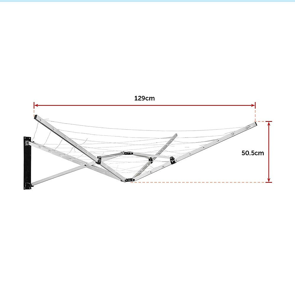 Drying Racks & Hangers: 26m 5 Arm Wall Hang Mountable Clothes Airer Dryer Washing Line Bathroom Kitchen