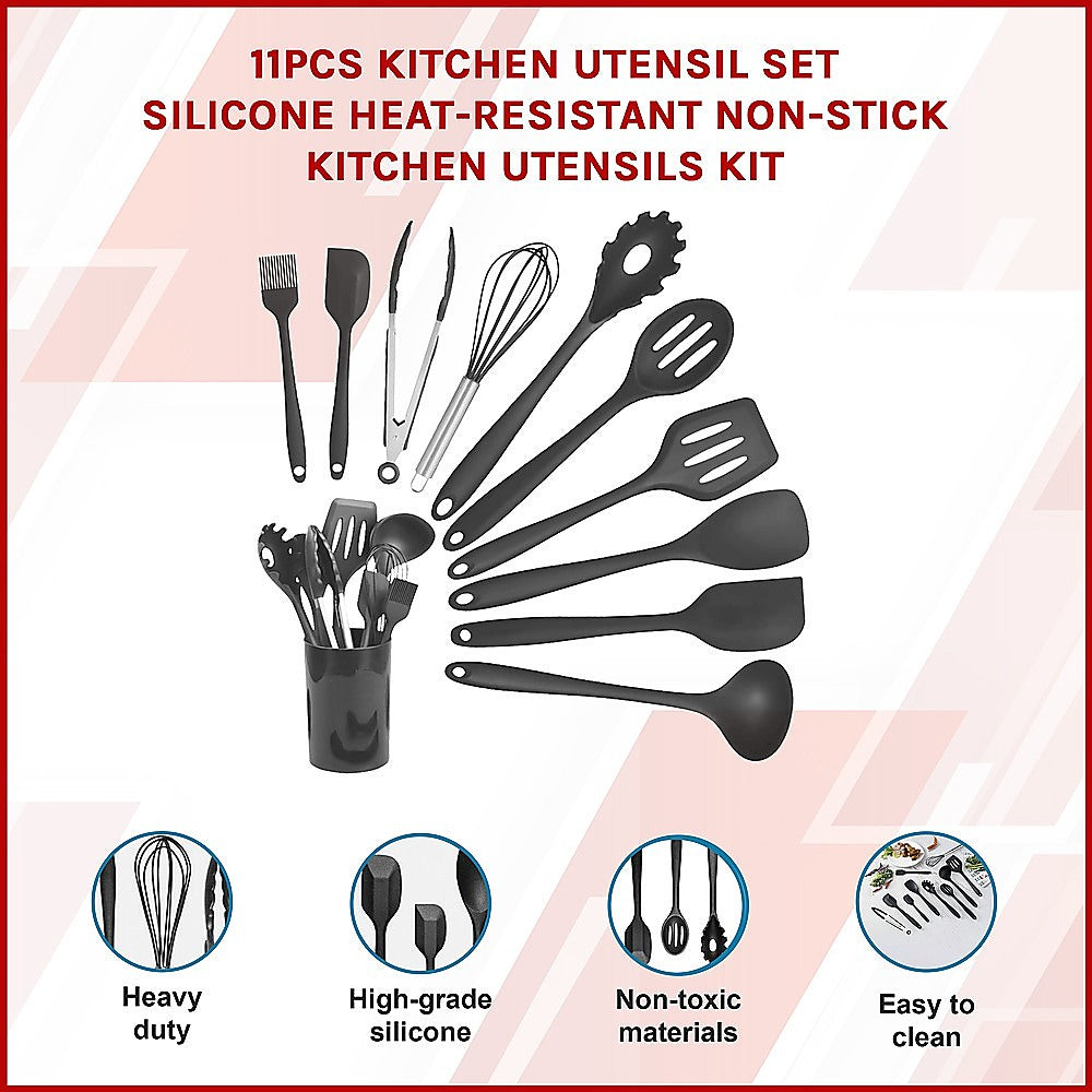 Kitchen Utensils: 11pcs Kitchen Utensil Set Silicone Heat-Resistant Non-Stick Kitchen Utensils kit