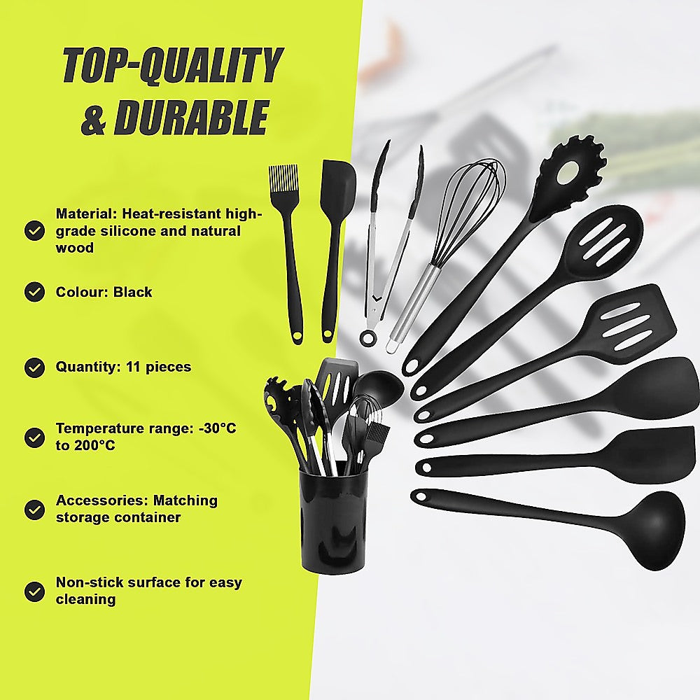 Kitchen Utensils: 11pcs Kitchen Utensil Set Silicone Heat-Resistant Non-Stick Kitchen Utensils kit