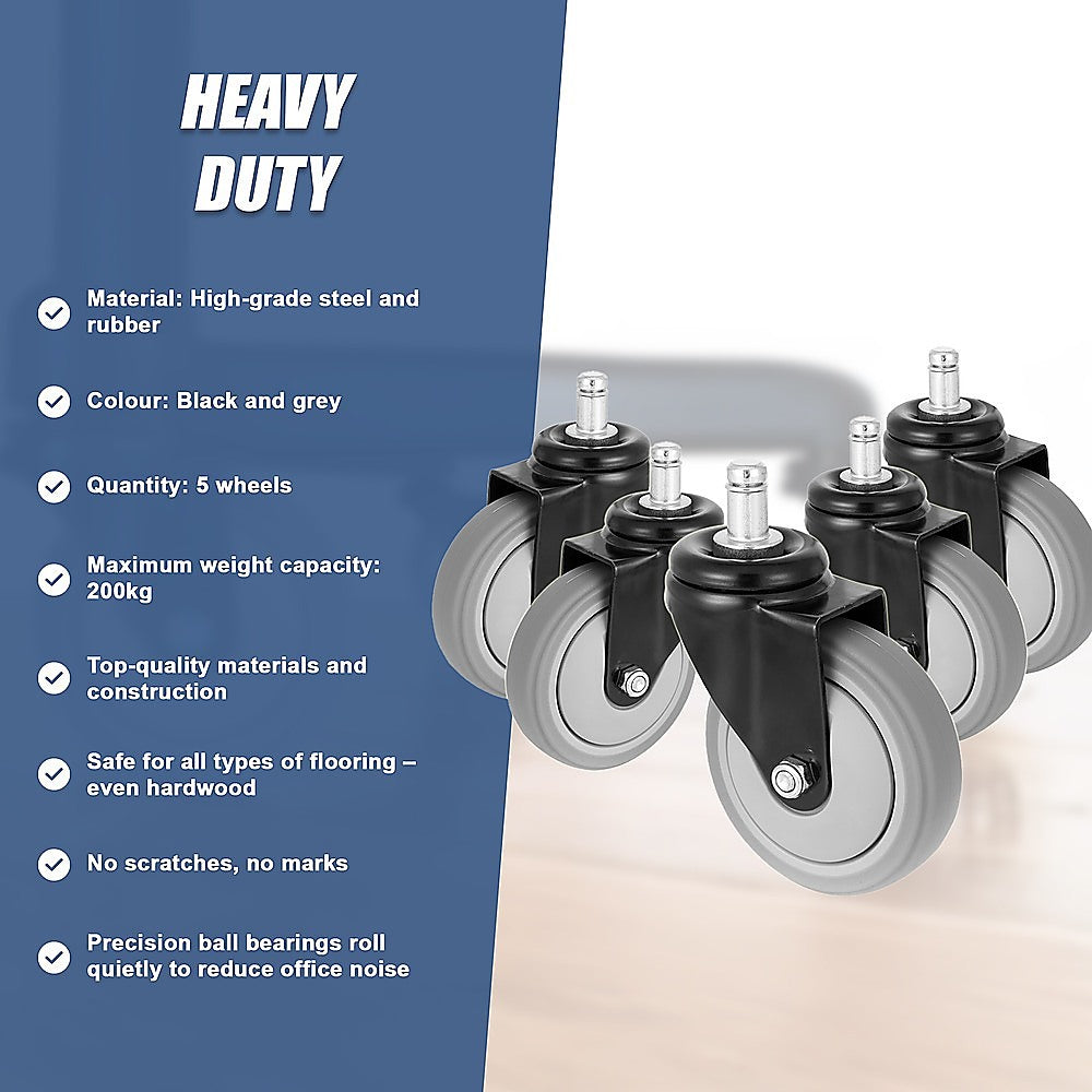Office & Desk Chairs: 5x Office Chair Caster Wheels Set  Heavy Duty Universal Replacement for All Floors