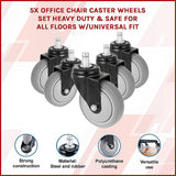 Office & Desk Chairs: 5x Office Chair Caster Wheels Set  Heavy Duty Universal Replacement for All Floors