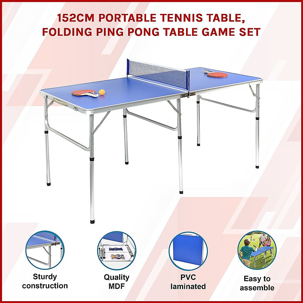 Activity Games: 152cm Portable Tennis Table, Folding Ping Pong Table Game Set