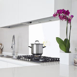Building Materials: Toughened 90cm x 75cm White Glass Kitchen Splashback