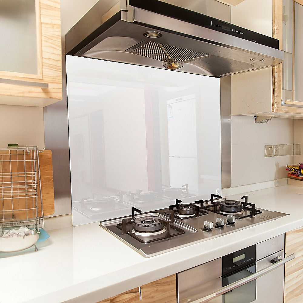 Building Materials: Toughened 90cm x 75cm White Glass Kitchen Splashback