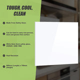 Building Materials: Toughened 90cm x 75cm White Glass Kitchen Splashback