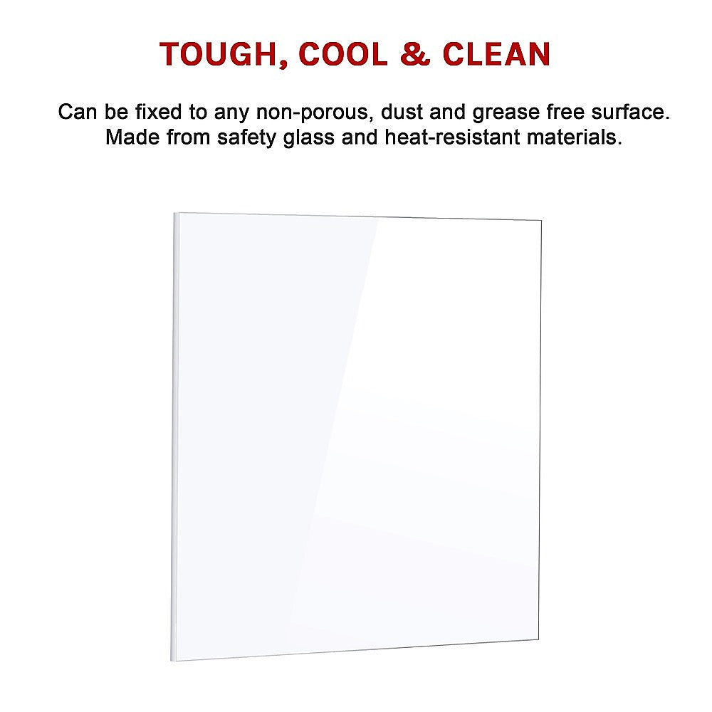 Building Materials: Toughened 90cm x 75cm White Glass Kitchen Splashback
