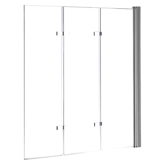 3 Fold Chrome Folding Bath Shower Screen Door Panel 1300mm x 1400mm