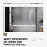 180 Degree Pivot Door 6mm Safety Glass Bath Shower Screen 800x1400mm By Della Francesca