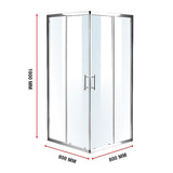 800 x 800mm Sliding Door Nano Safety Glass Shower Screen By Della Francesca