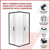 800 x 1200mm Sliding Door Nano Safety Glass Shower Screen By Della Francesca