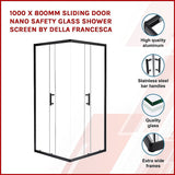 1000 x 800mm Sliding Door Nano Safety Glass Shower Screen By Della Francesca