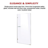 800 x 2000mm Frameless 10mm Safety Glass Shower Screen