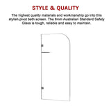 700 x 1450mm Frameless Bath Panel 10mm Glass Shower Screen By Della Francesca